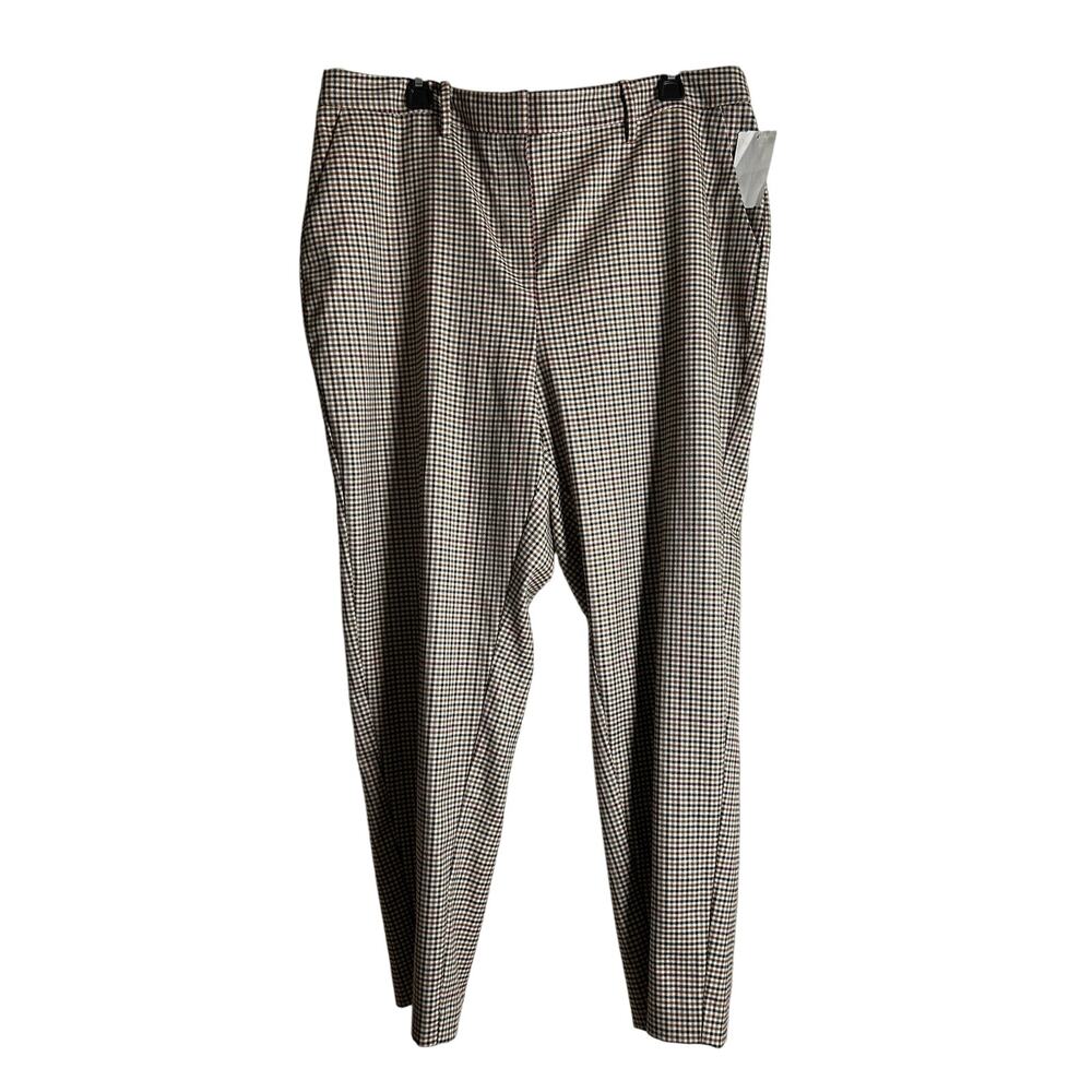 HALOGEN NEW Plaid Pants Black Gold Gray Burgundy Poly Rayon Blend Size 14W
